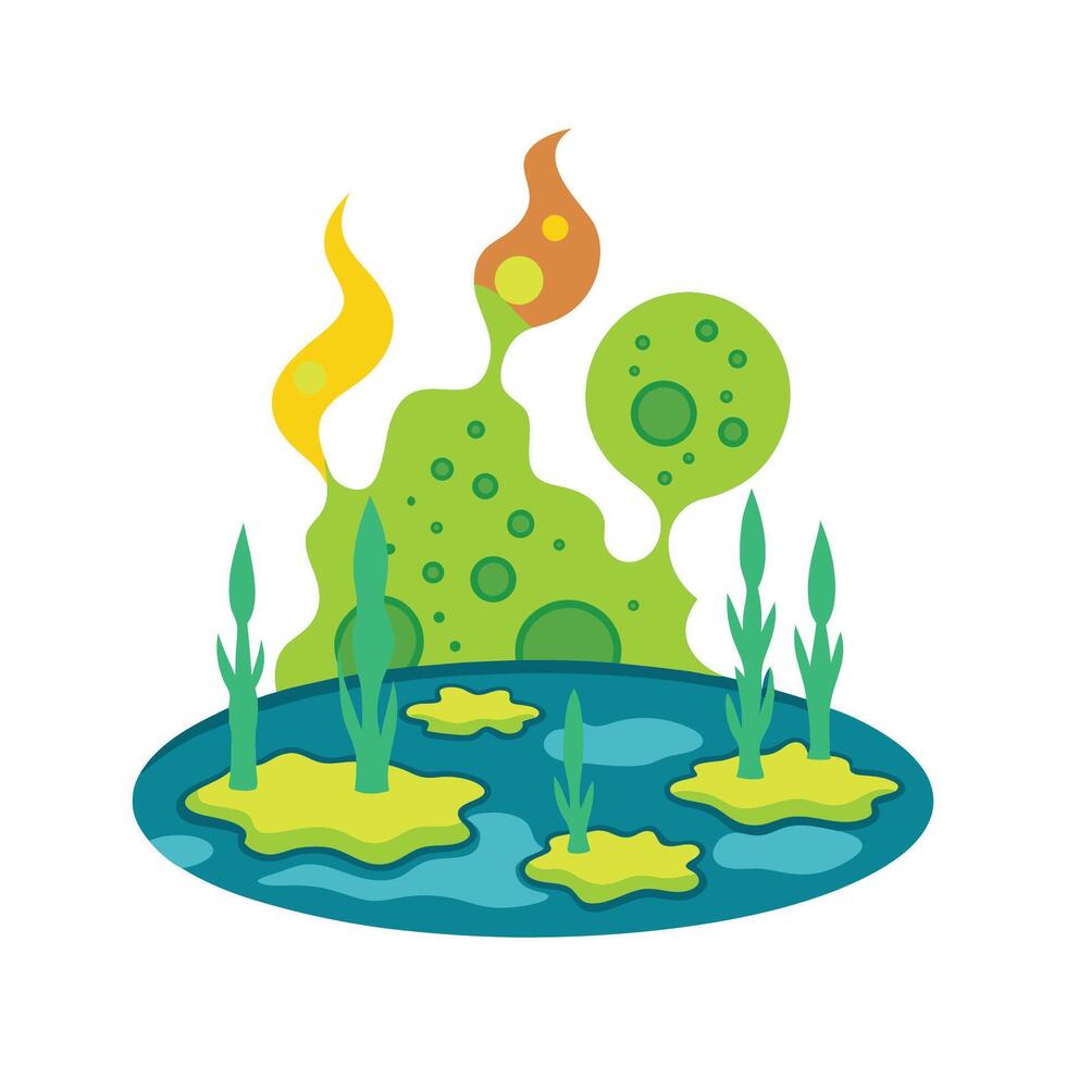 Presence of Bacteria Producing Sulfur in Swamps vector