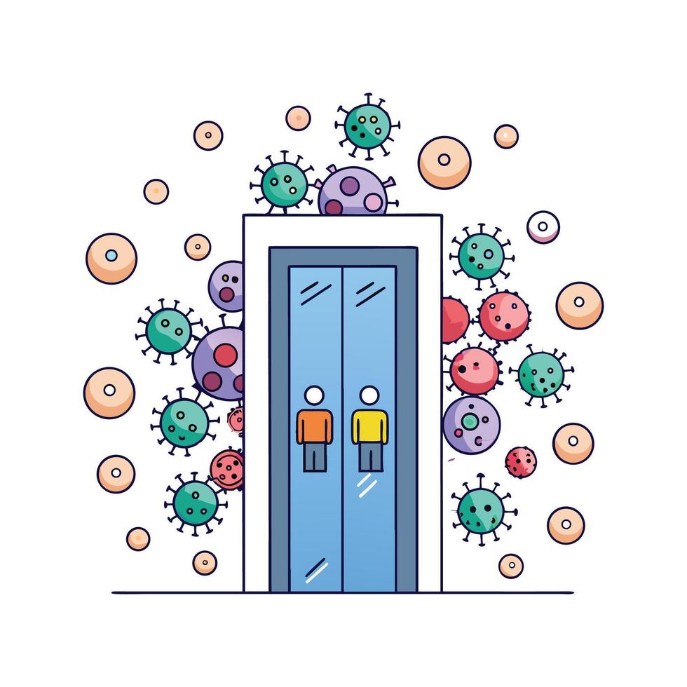 Bacterial Spread in Crowded Elevators vector