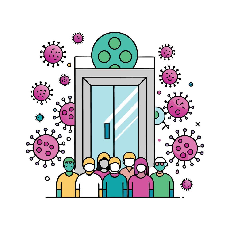 Investigating Bacteria in Crowded Elevators vector