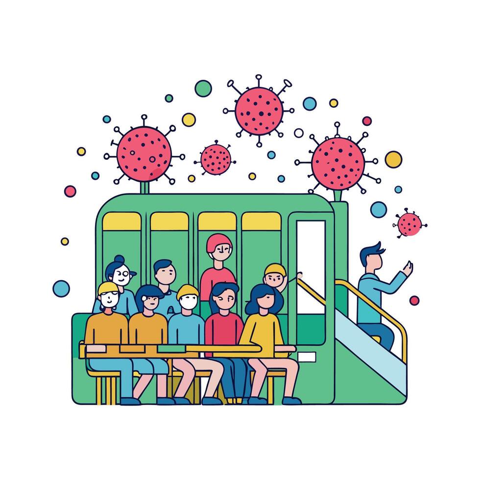 Exploring Bacterial Life in Crowded Public Transportation vector