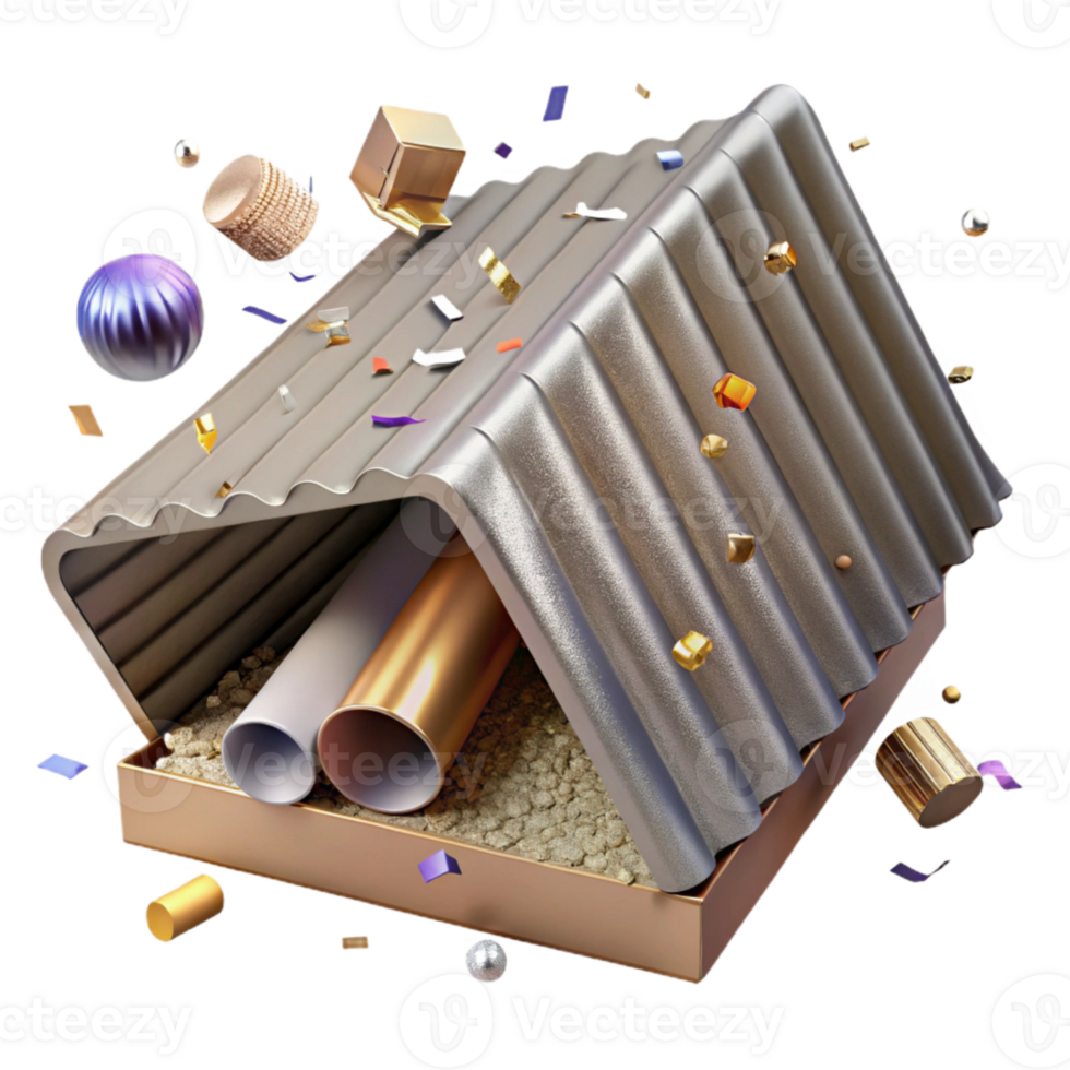 elegant rustic Corrugated Aluminum Roofing Cutout for Construction Projects professional png