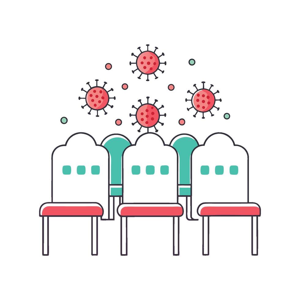 Exploring Bacterial Life on Public Waiting Room Chairs vector