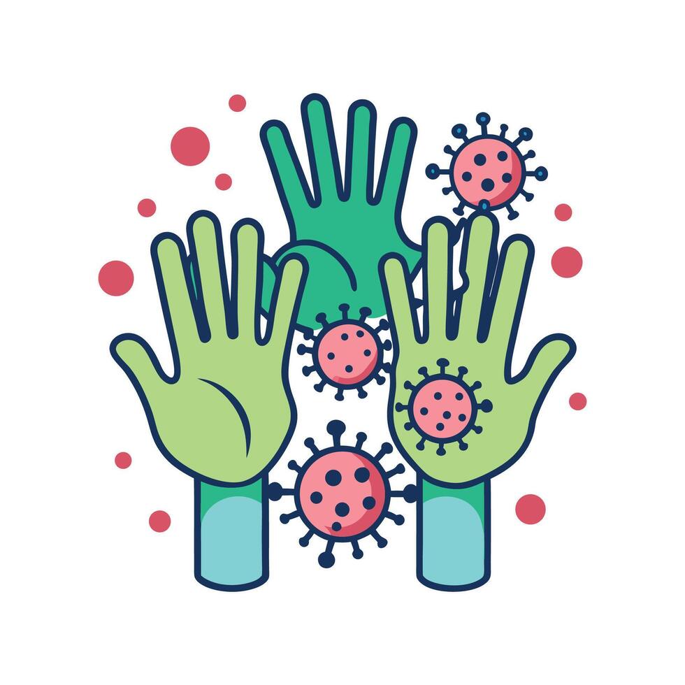 Exploring Bacterial Spread through Contaminated Hands vector