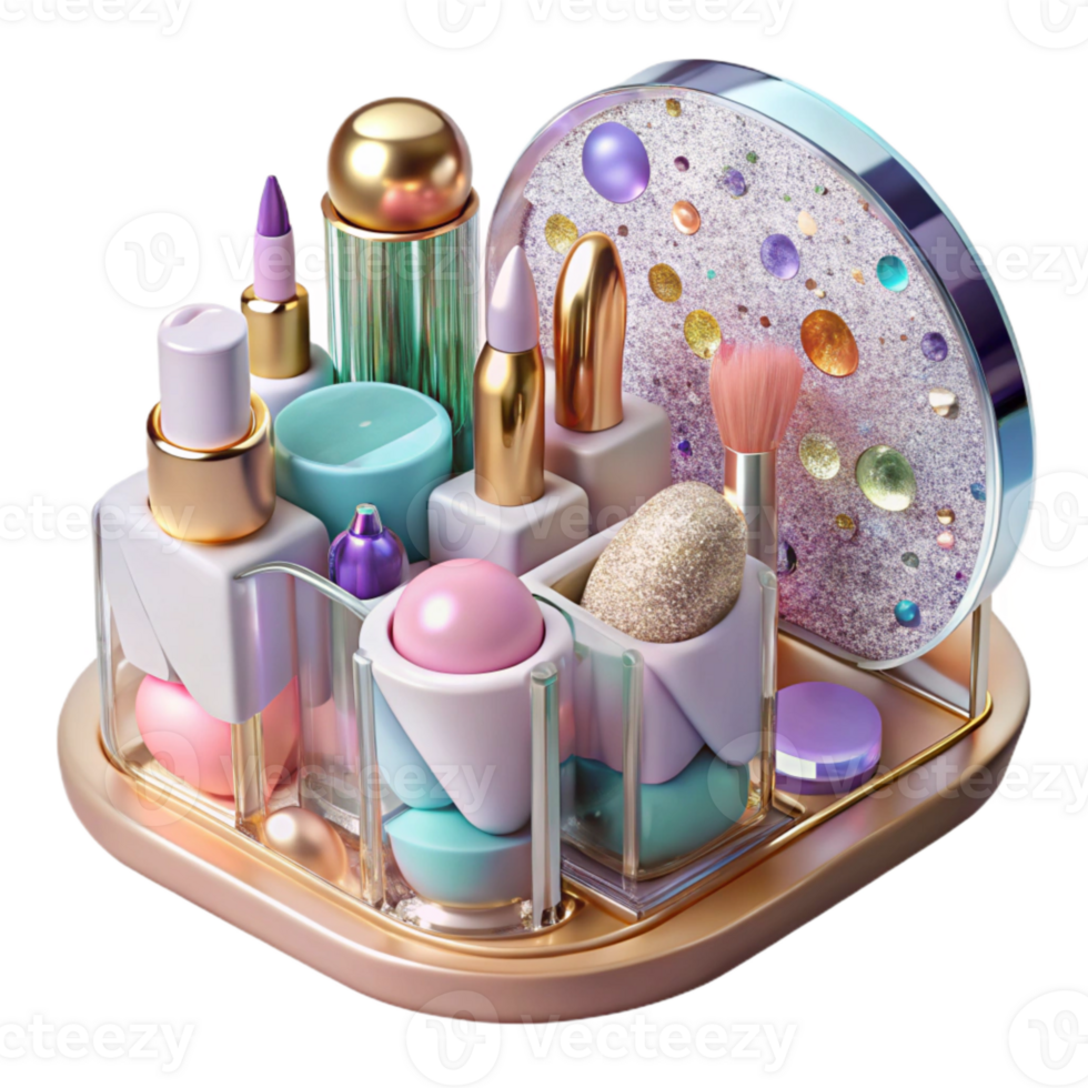 elegant modern Cosmetic Organizer Acrylic Clear Design Isolated for Makeup Storage high resolution png