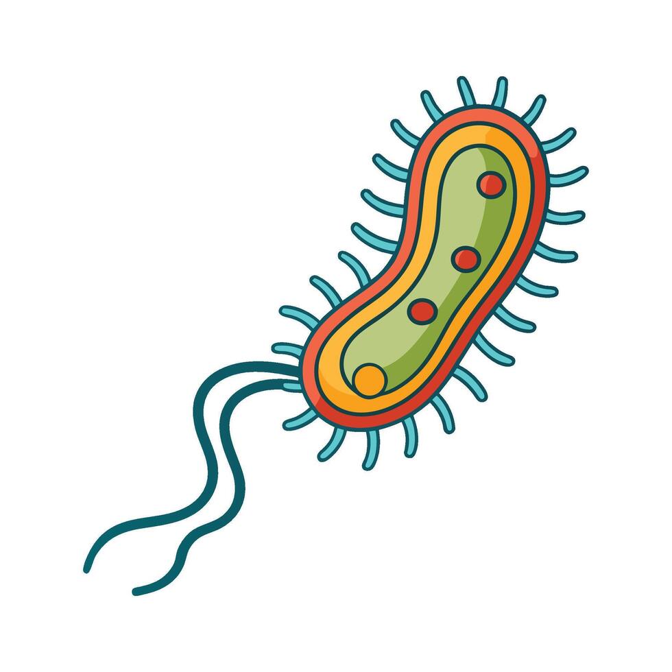 Bacteria with Long Flagella for Movement vector