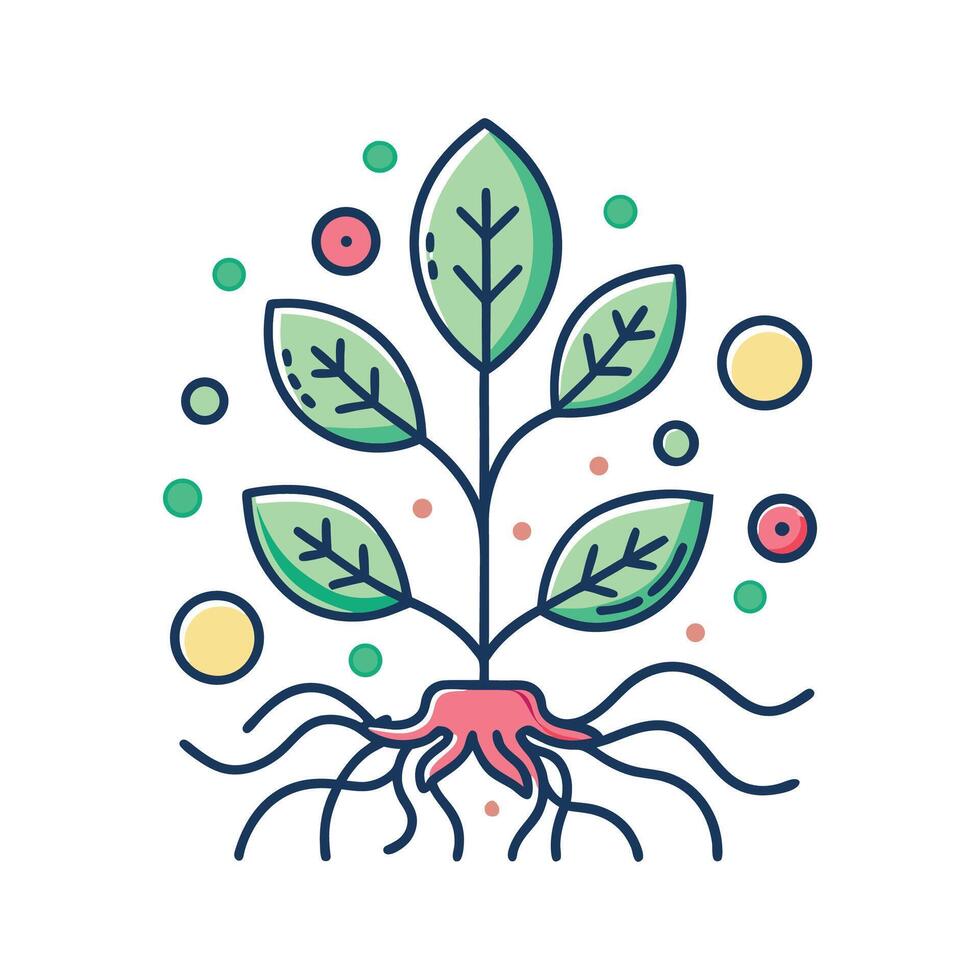 Beneficial Bacteria in Plant Roots for Growth vector