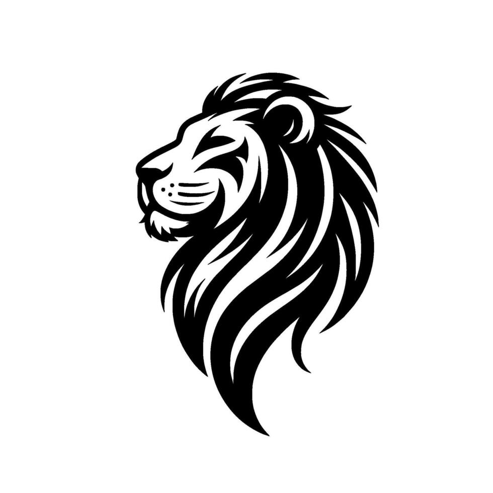 Striking Black and White Lion Head A Powerful Illustration of Pride and Strength, Perfect for Brands. vector