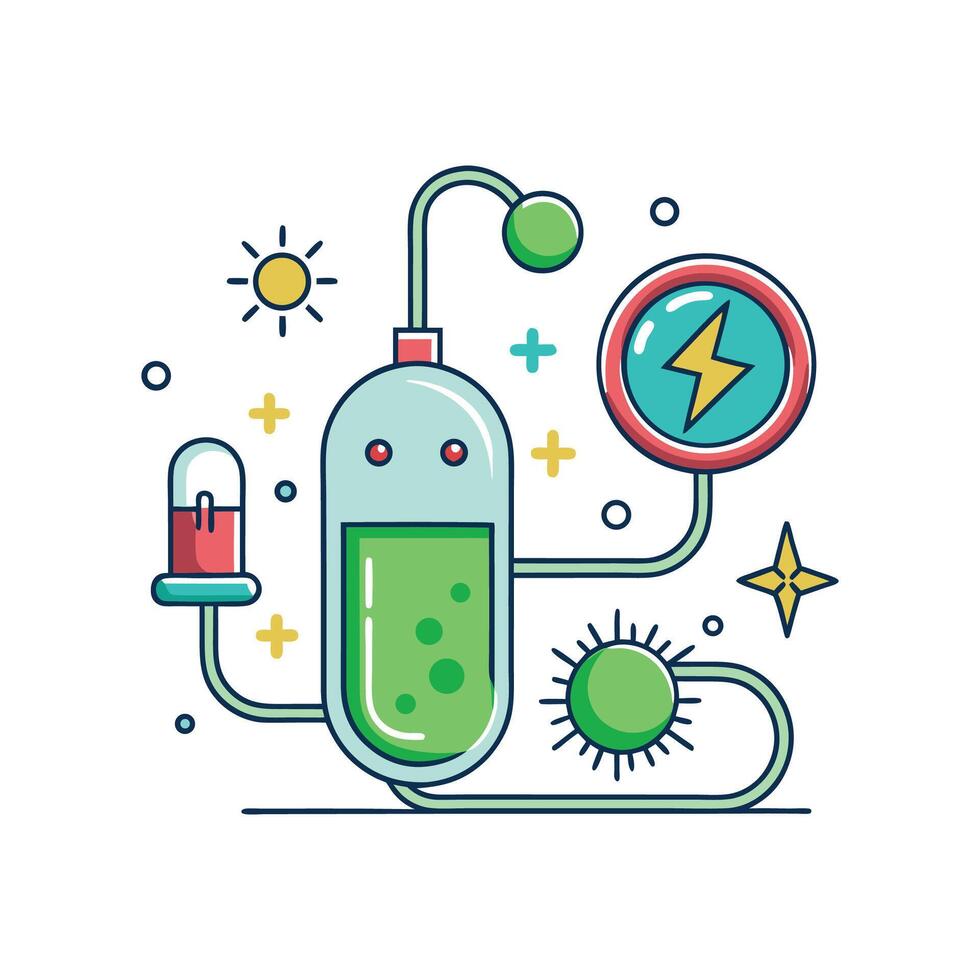 Investigating Bacteria in Microbial Fuel Cell Technology vector