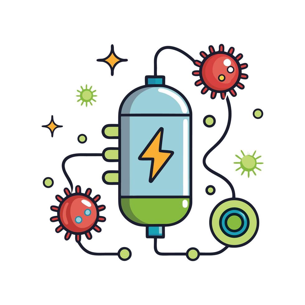 Bacteria in Microbial Fuel Cells Producing Electricity vector