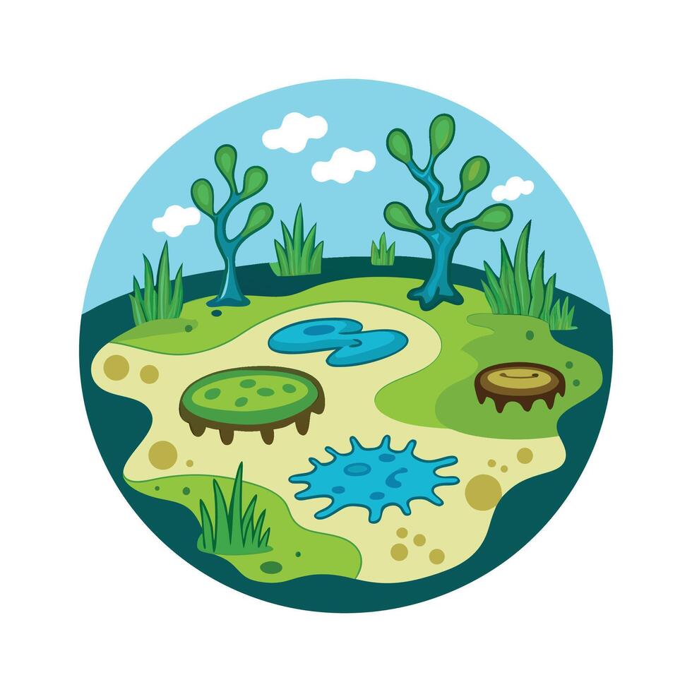 Microbial Mats of Bacteria in Swamp Ecosystems vector