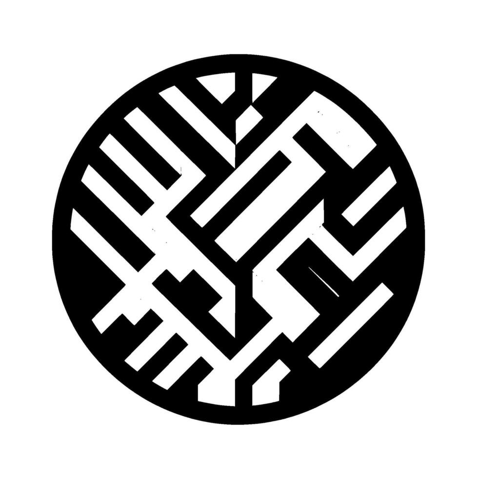 Circular abstract in black and white, geometric pattern with layered lines creating depth and contrast, clean lines, a modern art . vector