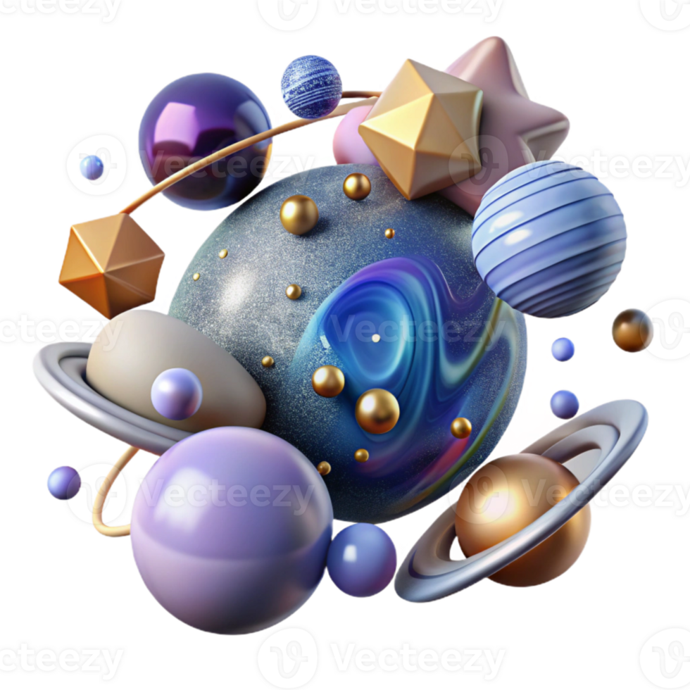magnificent contemporary Cosmic Sky with Planets and Stars Transparent for Space Exploration original png