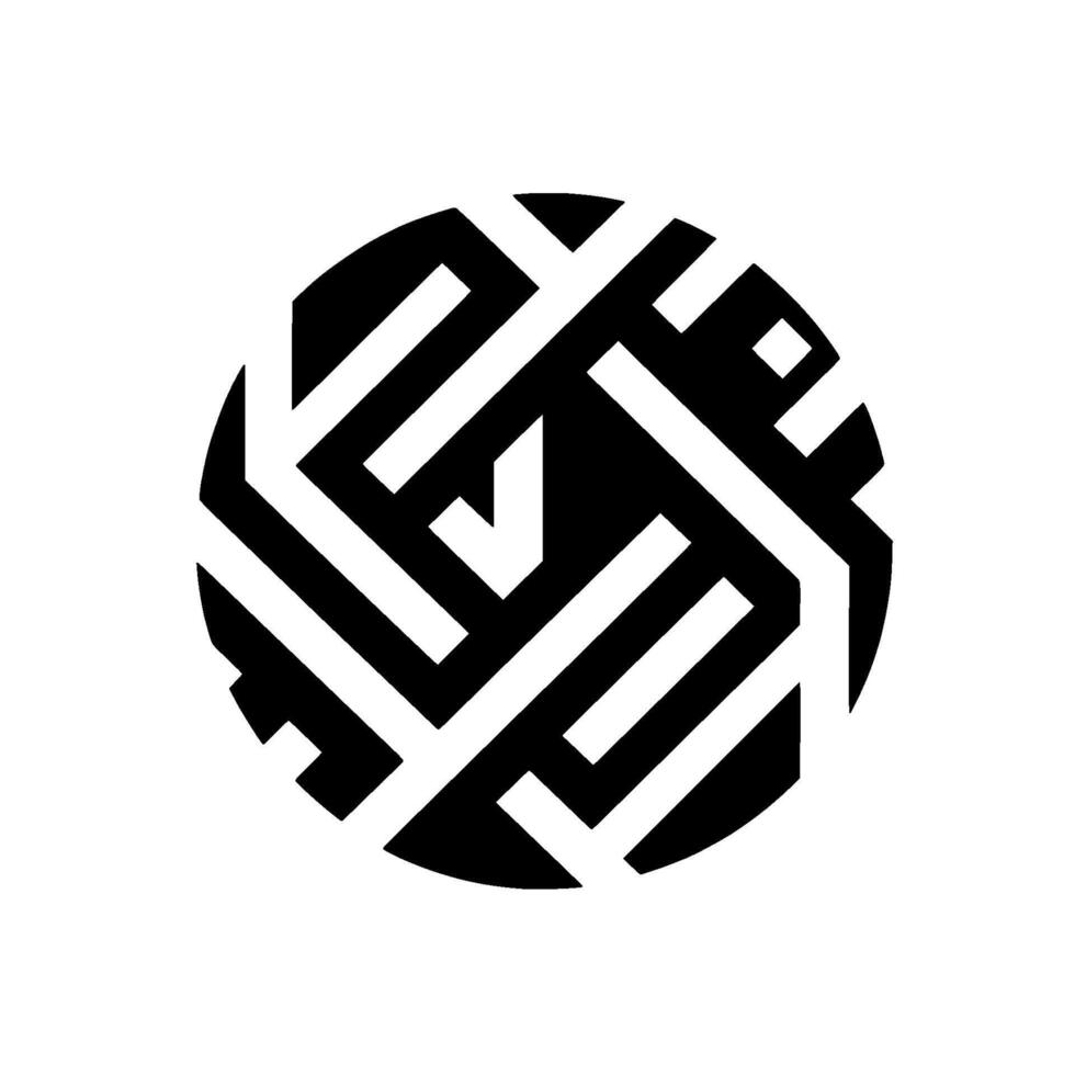 Abstract Black and White Geometric Circular with Intersecting Lines and Shapes, Minimalist Composition. vector