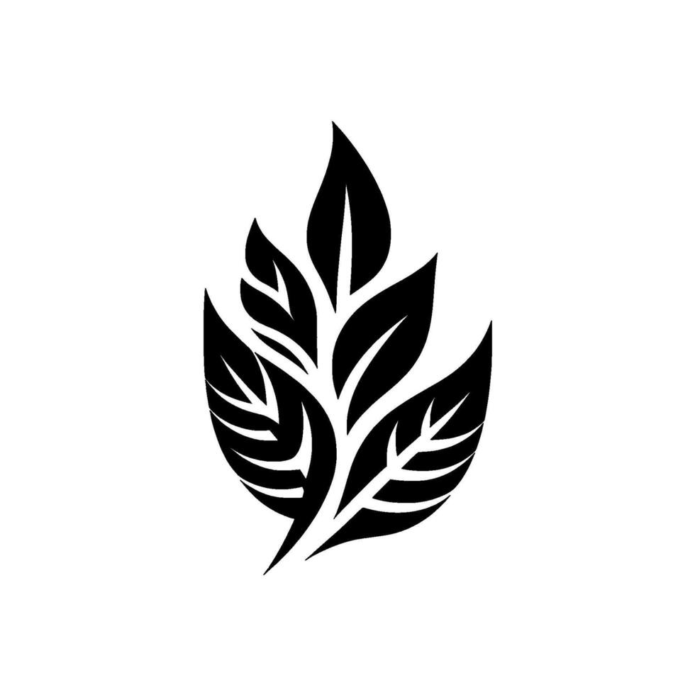 A stylized, symmetrical black leaf arrangement against a pristine white background, evoking natural beauty and minimalist elegance. vector