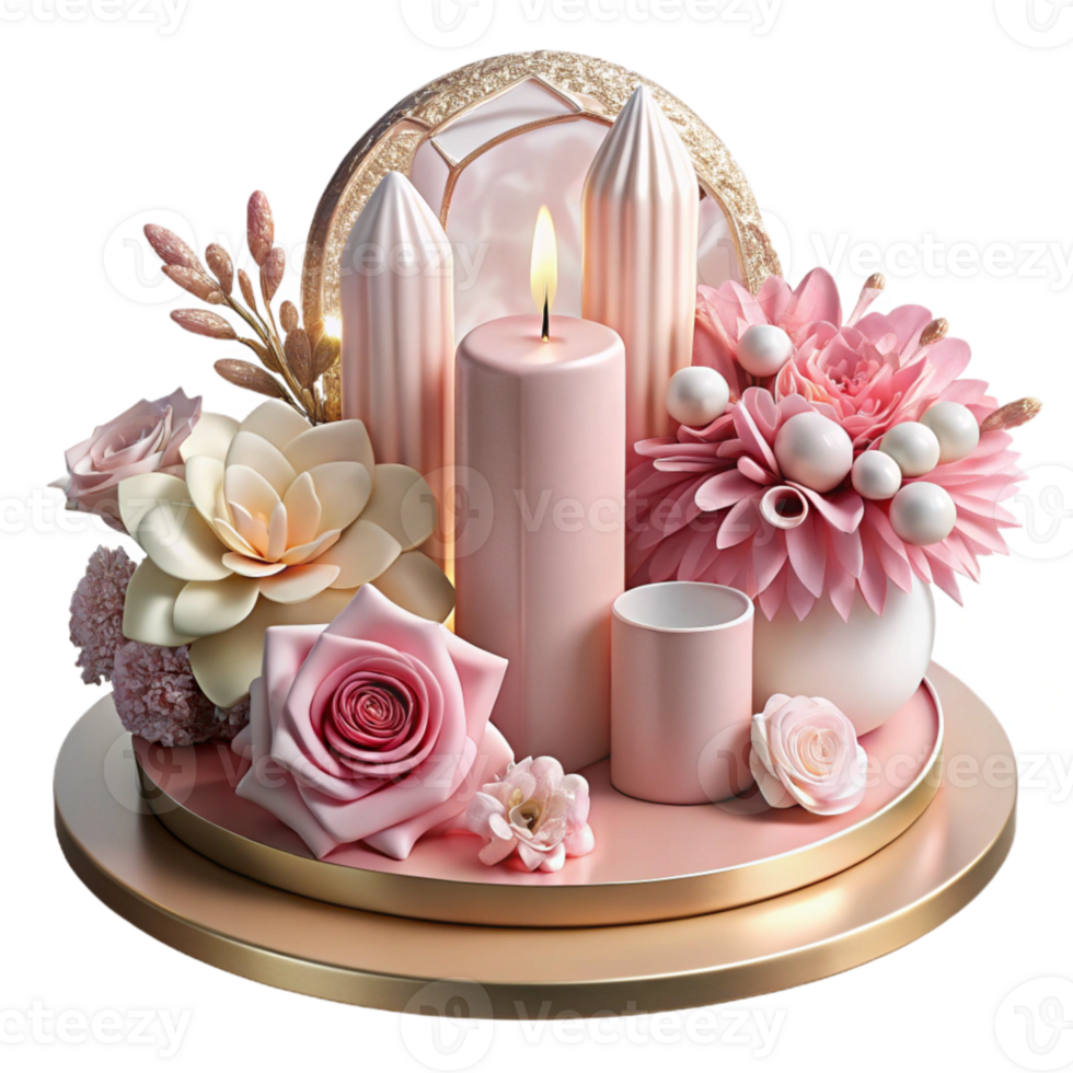 serene classic Pink Floral Wedding Centerpiece Transparent for Table Decor professional png