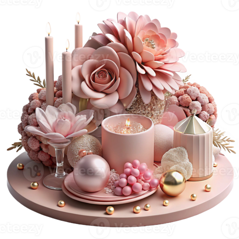 elegant creative Pink Floral Wedding Centerpiece Transparent for Table Decor detailed png