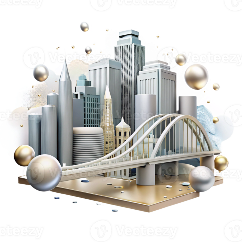 beautiful minimalist Pittsburgh Skyline Steel City Bridges Isolated for Industrial Graphics high quality png
