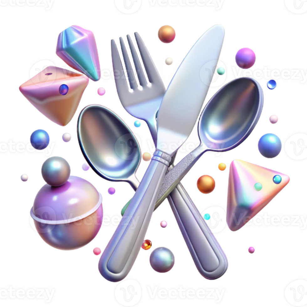 vibrant classic Plastic Cutlery Texture Set Isolated for Restaurant Graphics high resolution png
