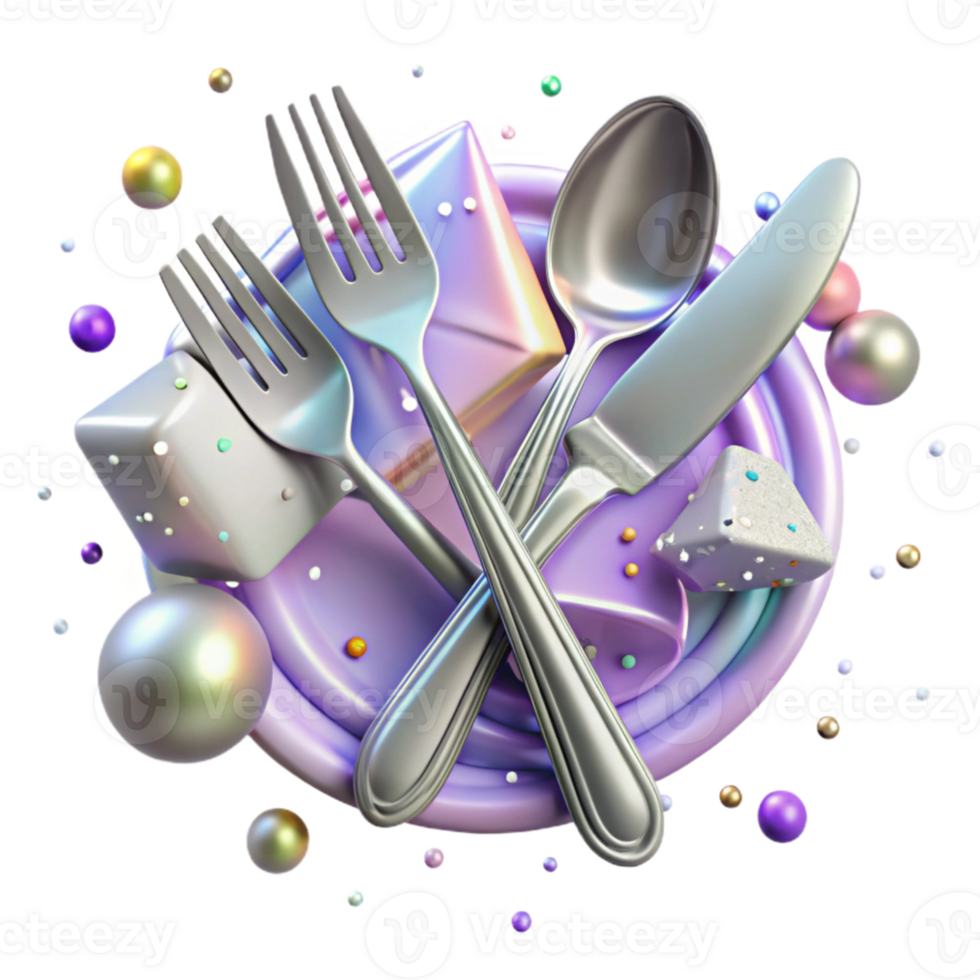 elegant traditional Plastic Cutlery Texture Set Isolated for Restaurant Graphics detailed png