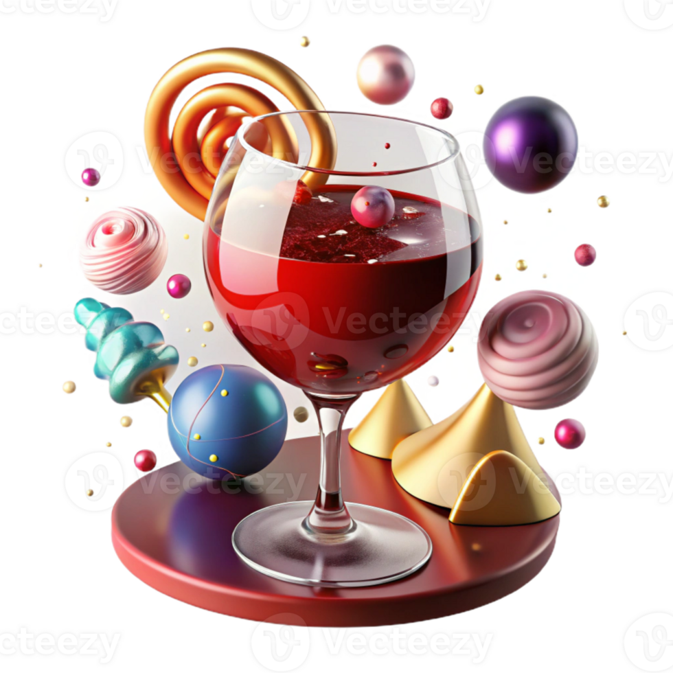 vibrant creative Red Wine Glass Full Swirl Isolated for Wine Tasting high resolution png
