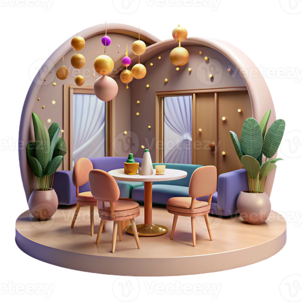 elegant rustic Restaurant Interior Scene Isolated for Hospitality Design premium png
