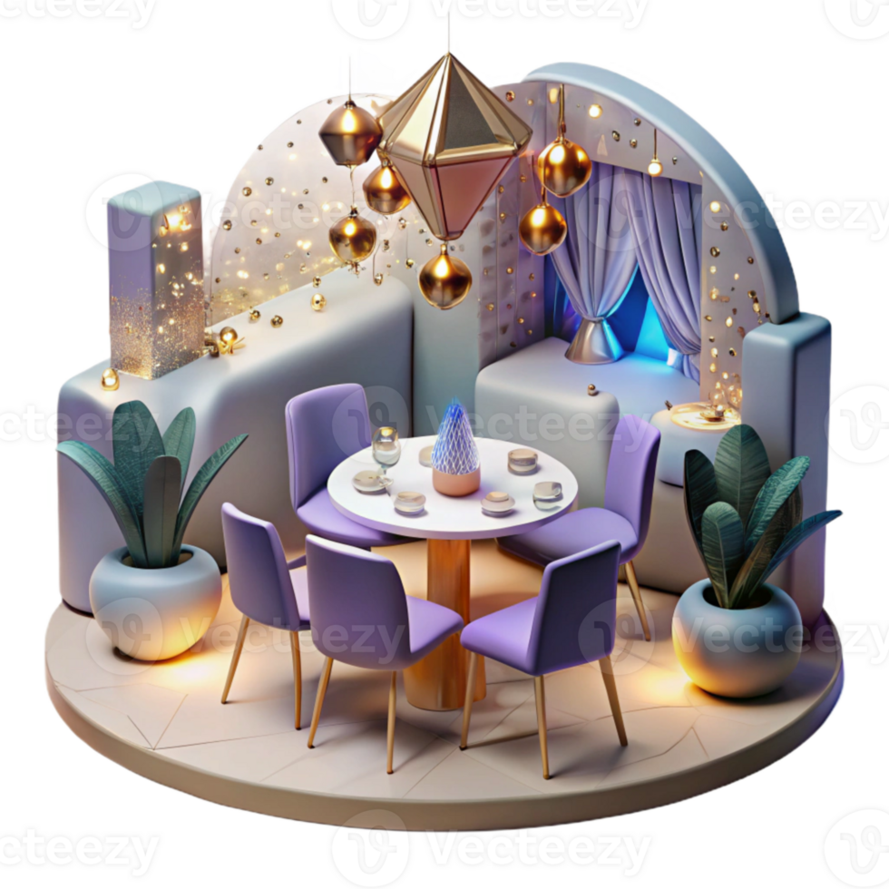 vibrant artistic Restaurant Interior Scene Isolated for Hospitality Design exclusive png