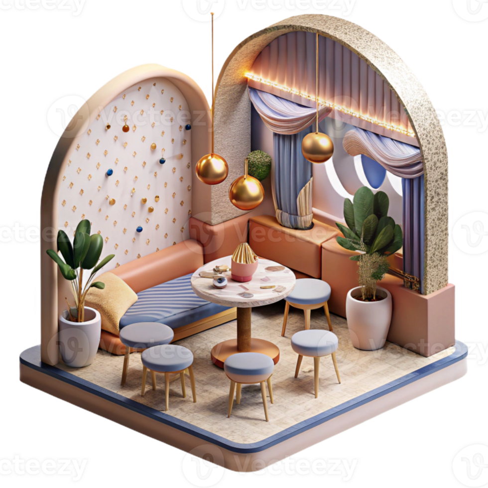 magnificent classic Restaurant Interior Scene Isolated for Hospitality Design original png