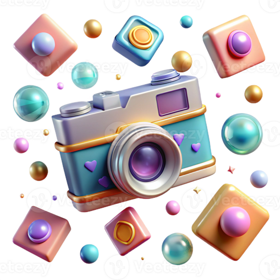 elegant classic Retro Camera Pattern Transparent for Textile Design authentic png