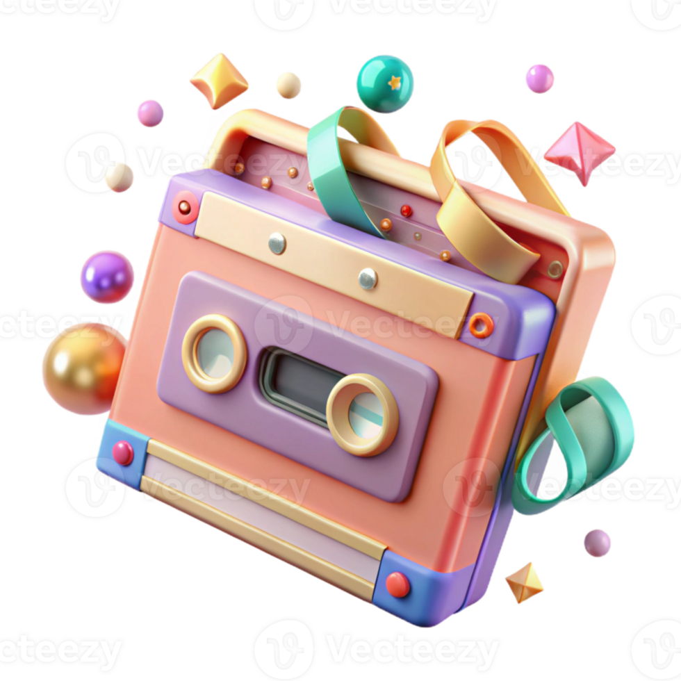 extraordinary vintage Retro Cassette Tape Player Portable Music Transparent for Vintage Audio premium png