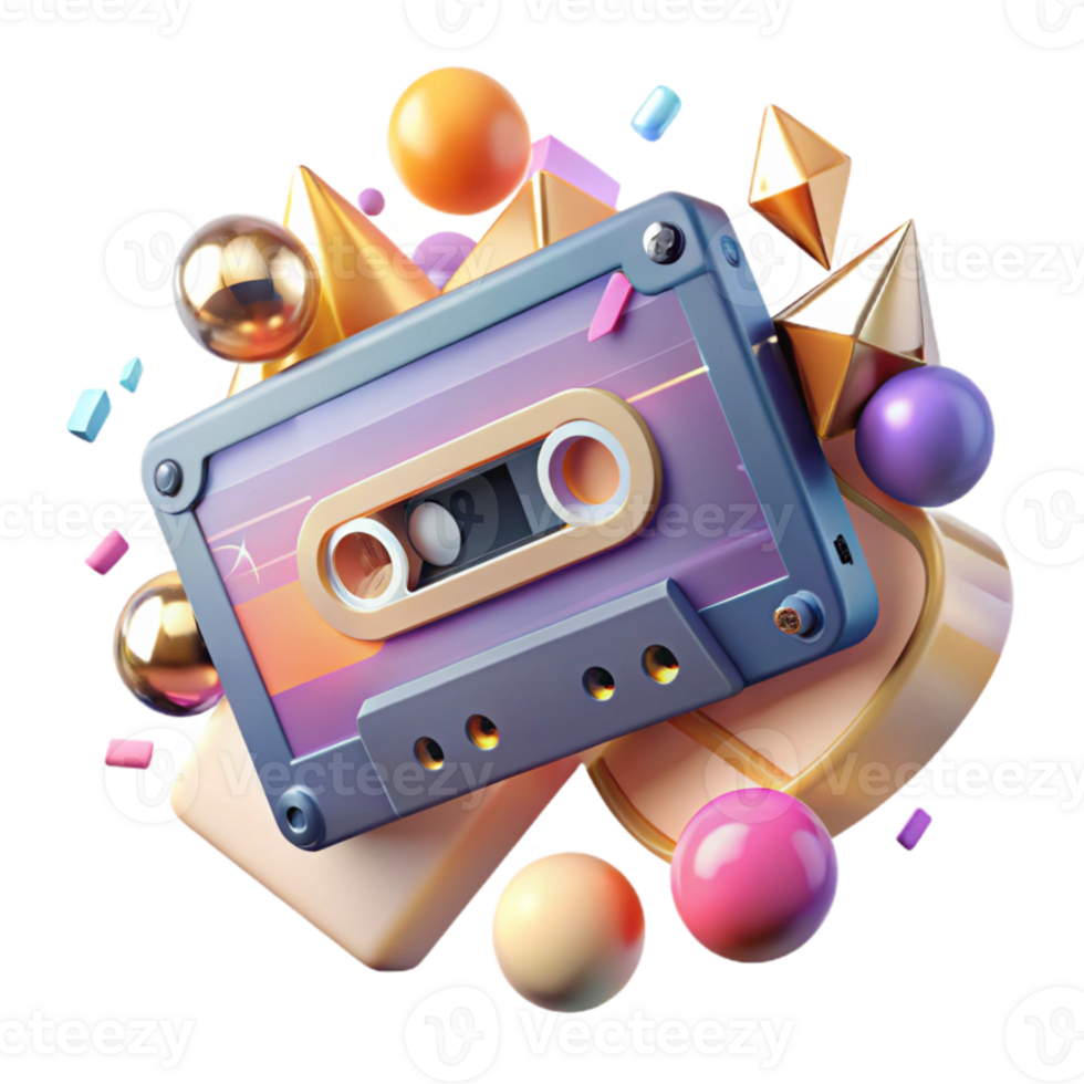 dramatic artistic Retro Cassette Tape Transparent with Magnetic Tape for Music Nostalgia high quality png