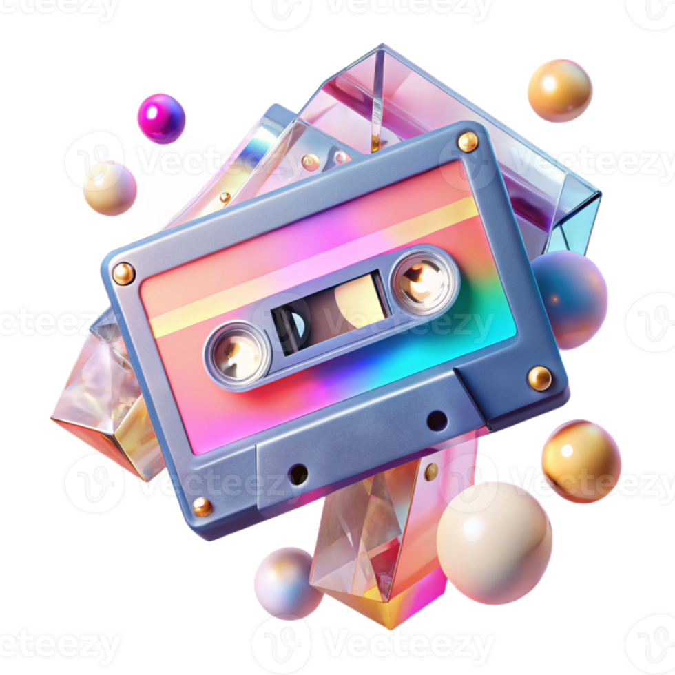 stunning classic Retro Cassette Tape Transparent with Magnetic Tape for Music Nostalgia original png