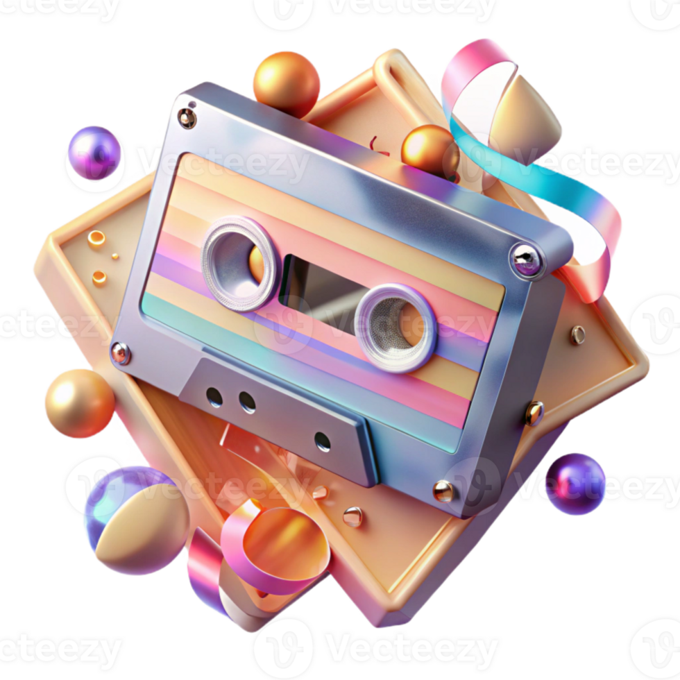 stunning traditional Retro Cassette Tape Transparent with Magnetic Tape for Music Nostalgia png