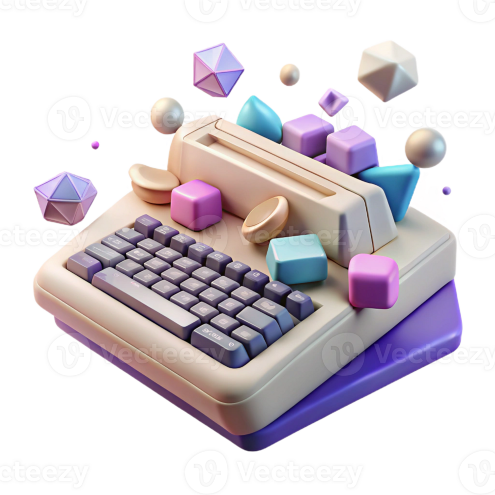 vibrant abstract Retro Computer Keyboard Transparent for Typing Projects genuine png