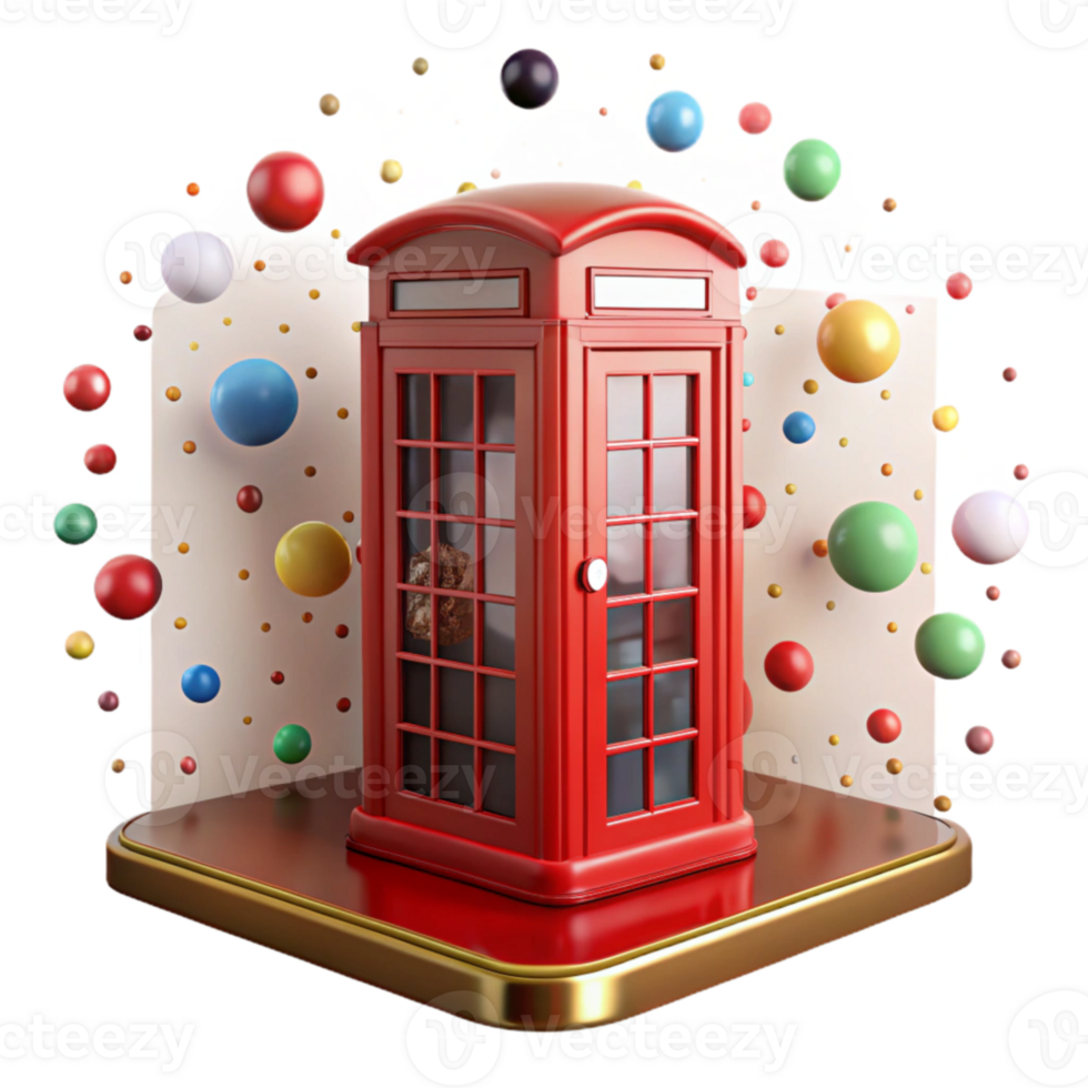 elegant abstract Retro Telephone Booth Transparent with Red Paint for Communication History png
