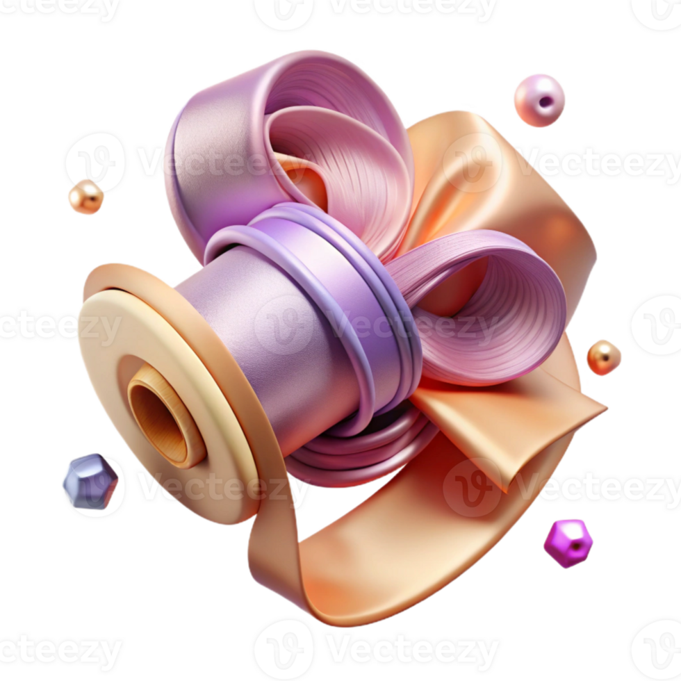 impressive traditional Ribbon Spool Isolated Satin for Gift Wrapping detailed png