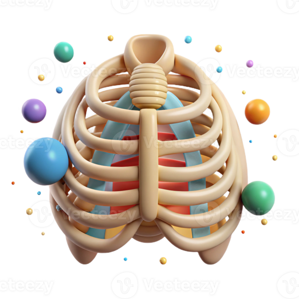 elegant classic Ribcage Chest Anatomy Icon Isolated for Medical Studies high quality png