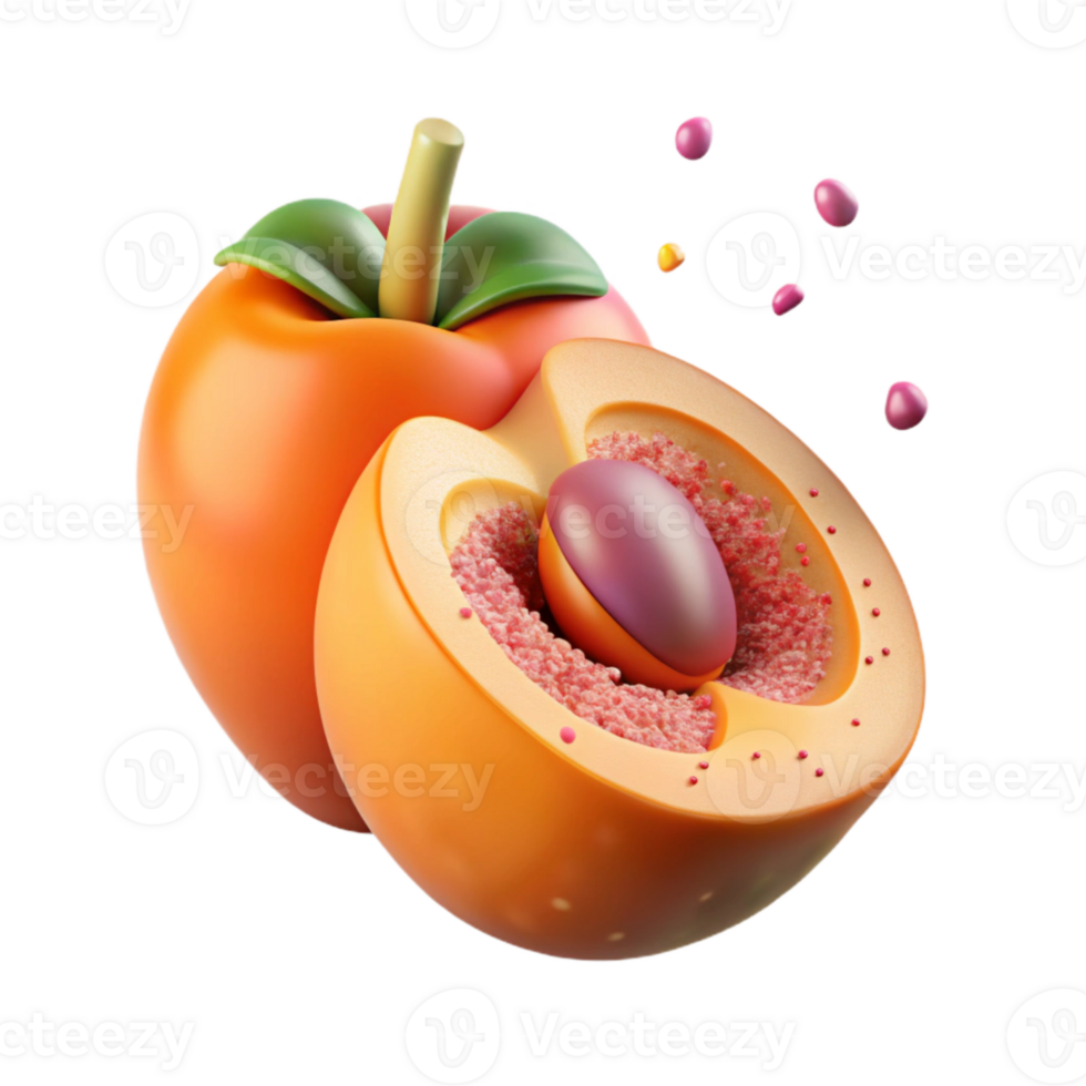 stunning artistic Ripe Peach Half Pit Isolated for Fruit Marketing png