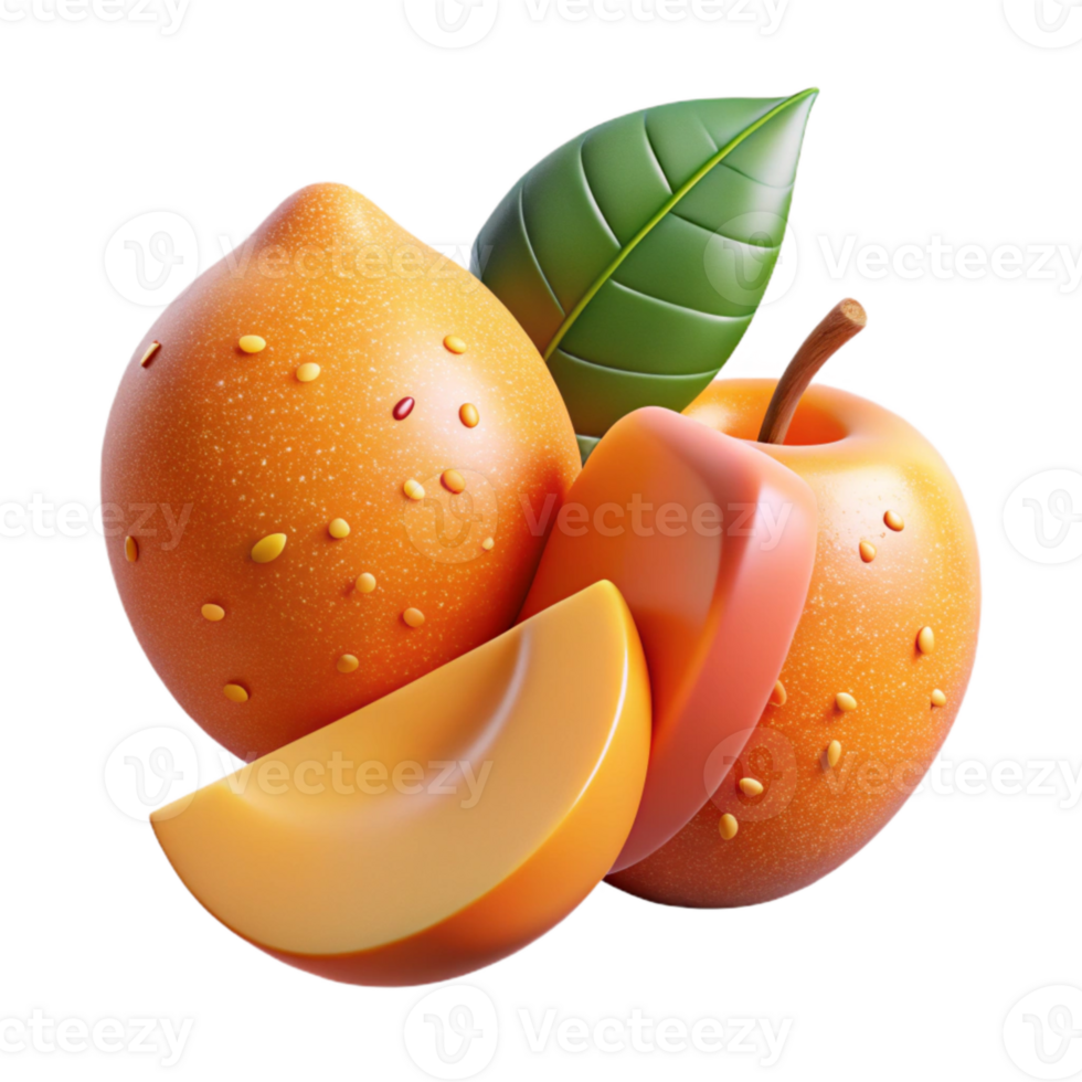 extraordinary artistic Ripe Mango Sliced Orange Isolated for Tropical Fruit authentic png