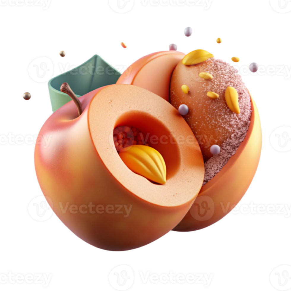 extraordinary rustic Ripe Peach Half Pit Isolated for Fruit Marketing high resolution png