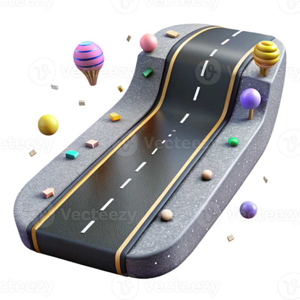 beautiful artistic Road Highway Asphalt Cutout for Infrastructure premium png