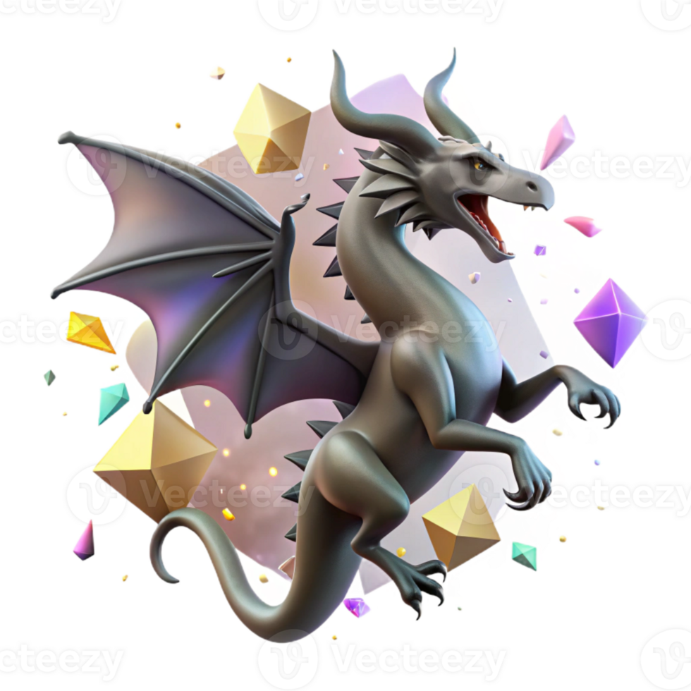 vibrant artistic Roaring Dragon Silhouette Cutout for Fantasy Projects high resolution png