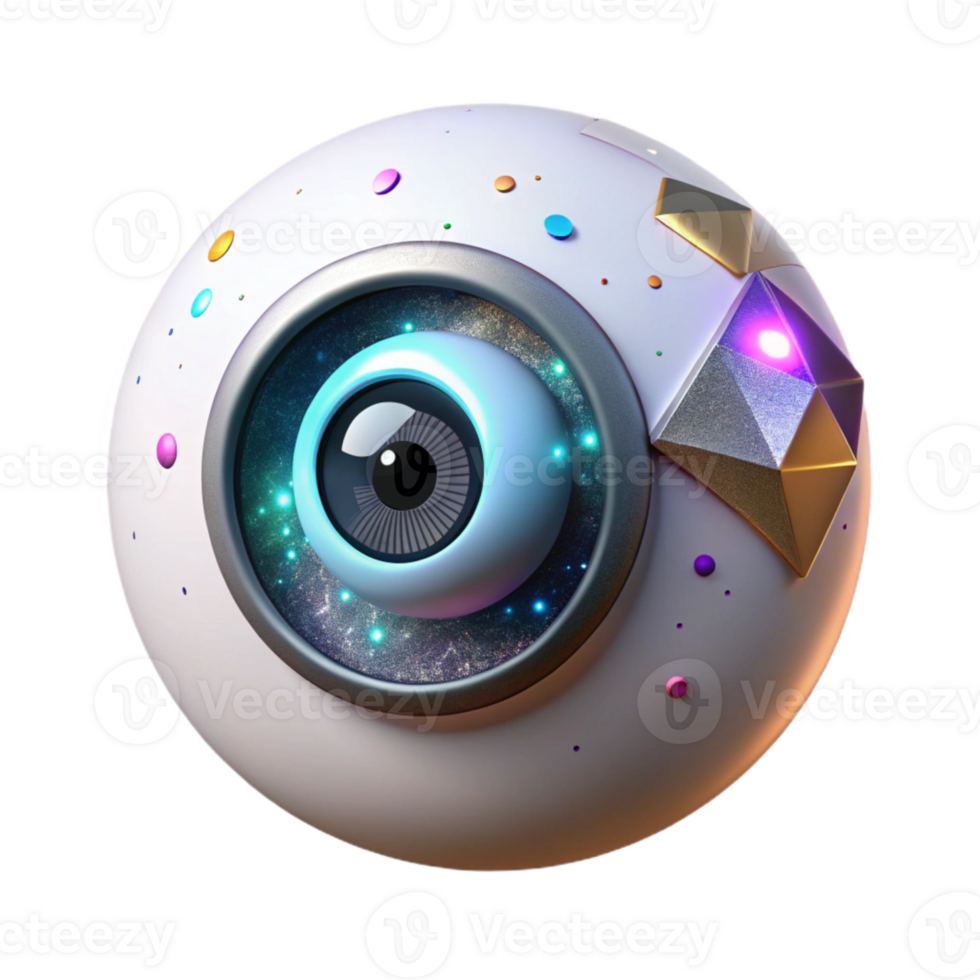 stunning contemporary Robot Eye Isolated with Glowing Pupil for Ai Art detailed png