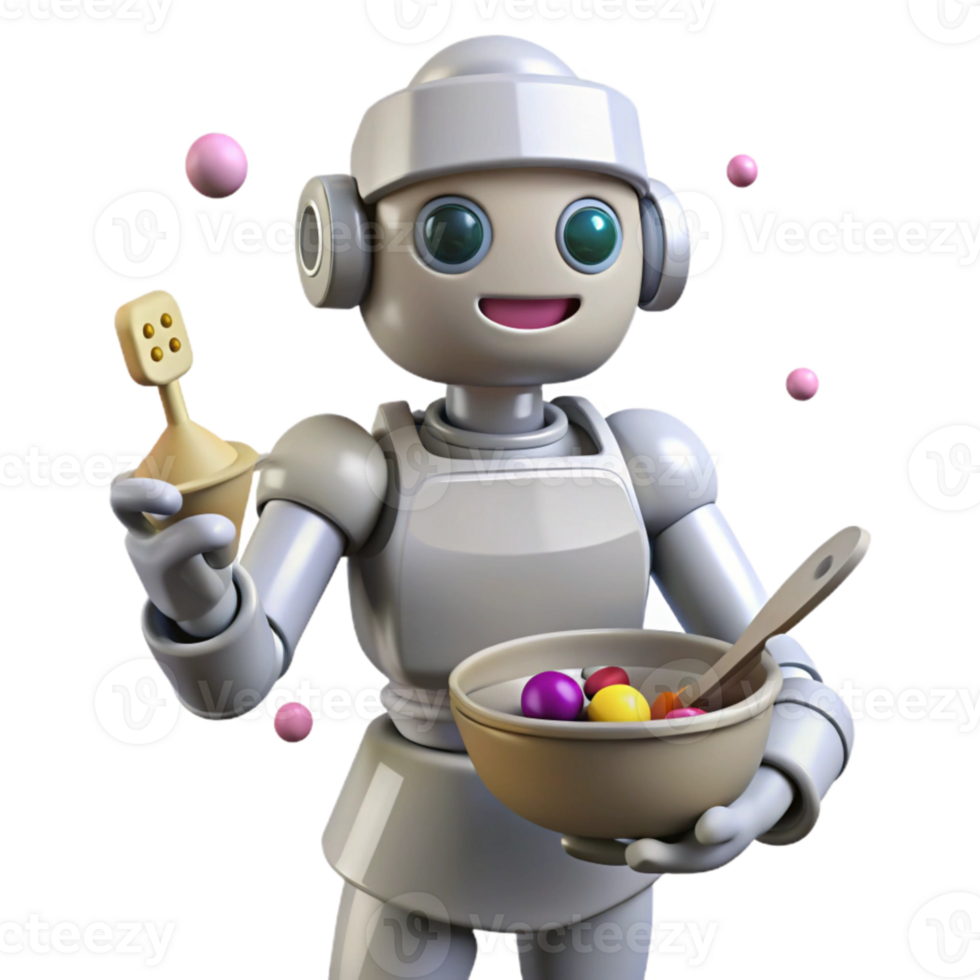 wonderful rustic Robot Silhouette Cooking Isolated for Food Industry professional png