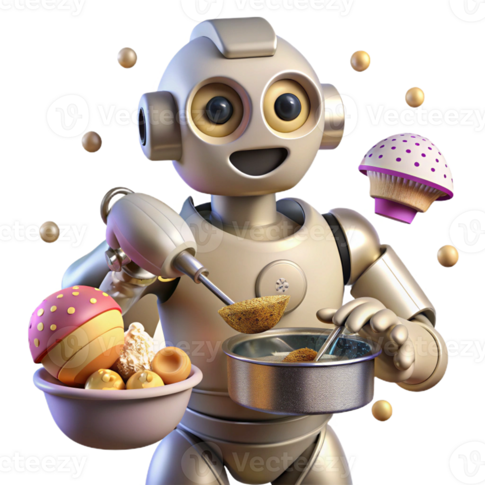 dramatic artistic Robot Silhouette Cooking Isolated for Food Industry original png