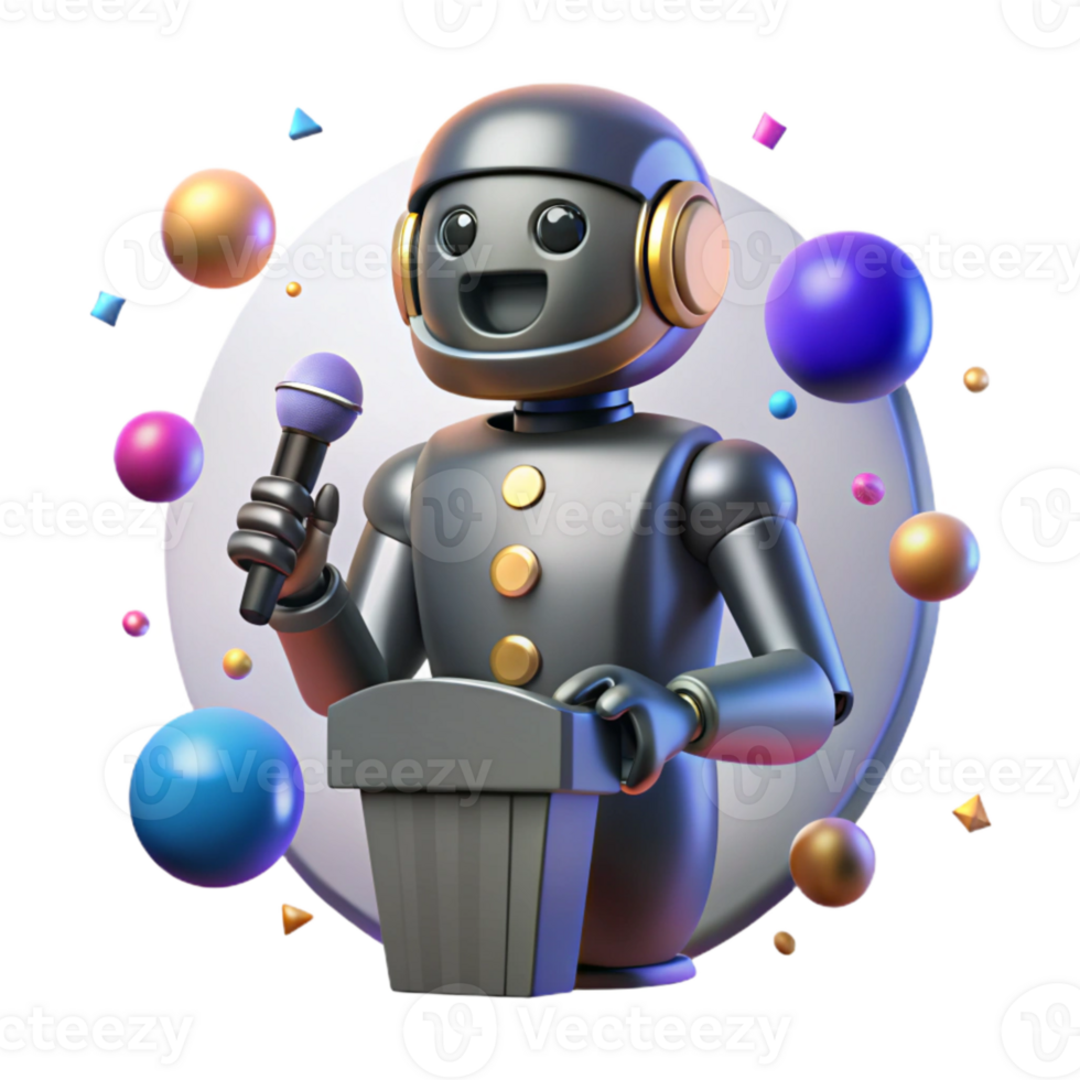 stunning minimalist Robot Silhouette Giving Speech Cutout for Public Speaking exclusive png