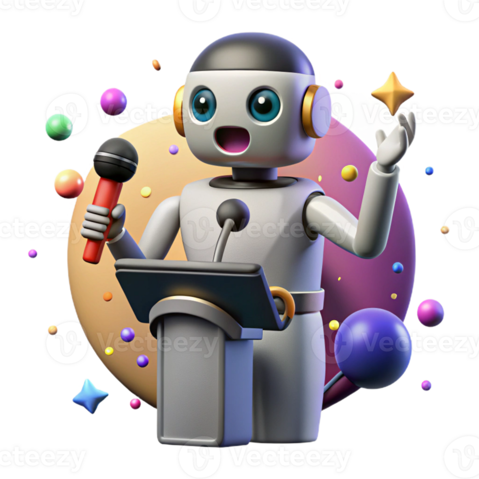 impressive rustic Robot Silhouette Giving Speech Cutout for Public Speaking high quality png