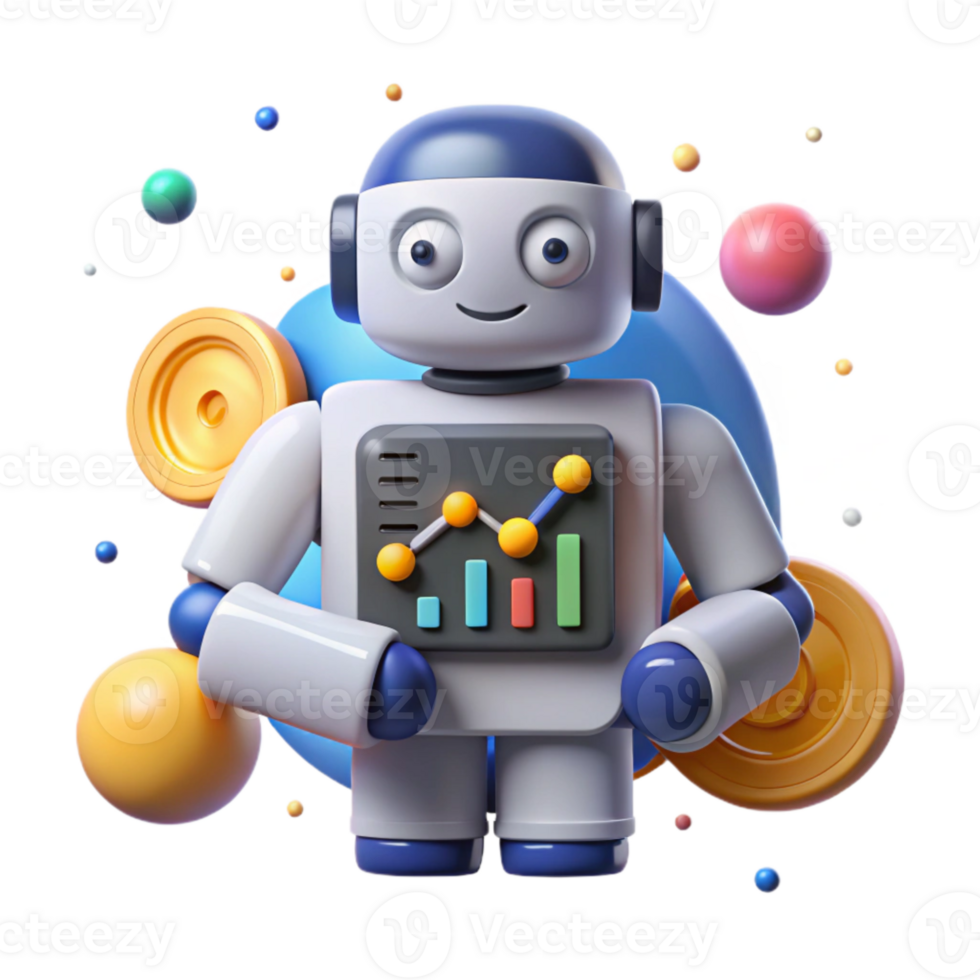 magnificent traditional Robot Silhouette with Chart Icon Isolated for Data Analysis original png