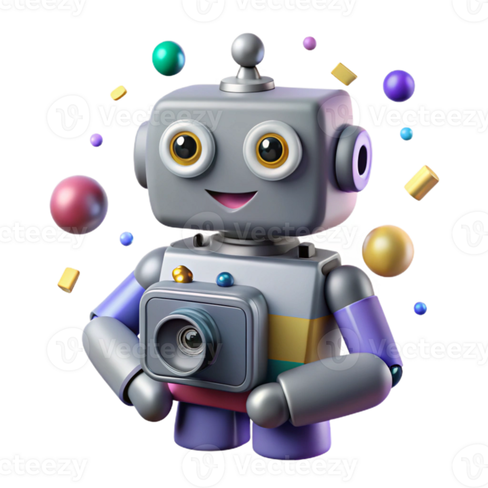 beautiful contemporary Robot Silhouette with Camera Icon Cutout for Photography premium png