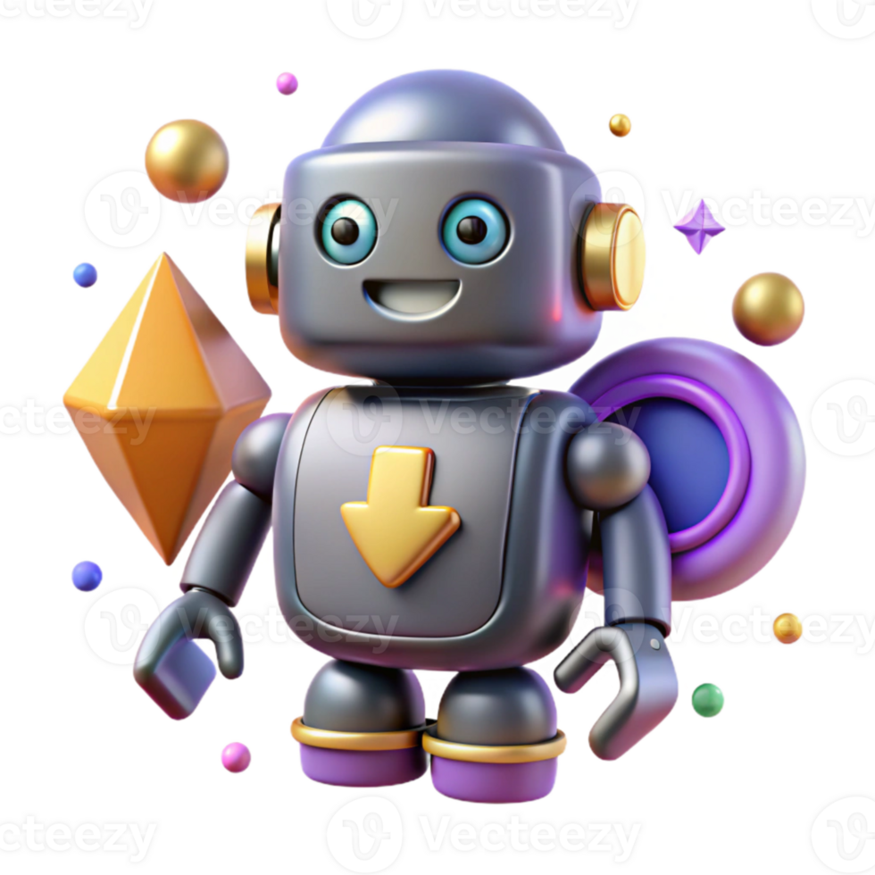 elegant modern Robot Silhouette with Download Icon Cutout for Web Design png