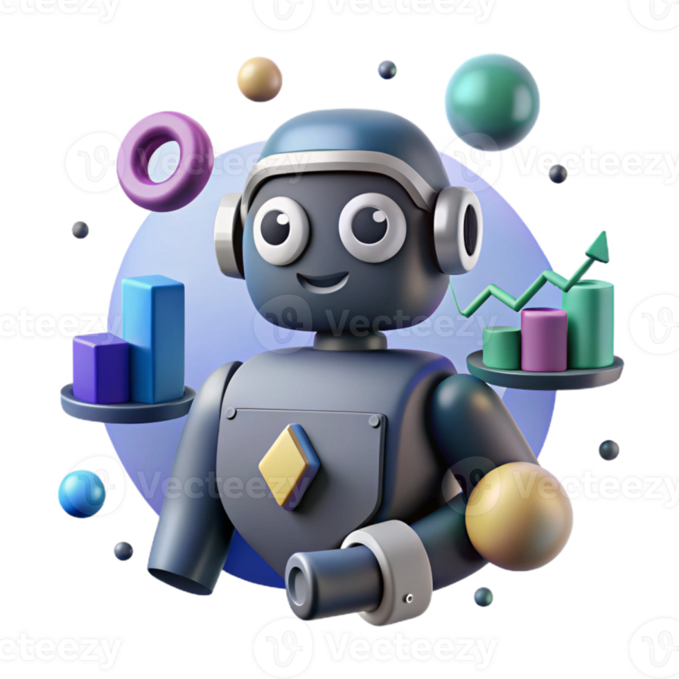 beautiful contemporary Robot Silhouette with Graph Icon Cutout for Business Presentations professional png